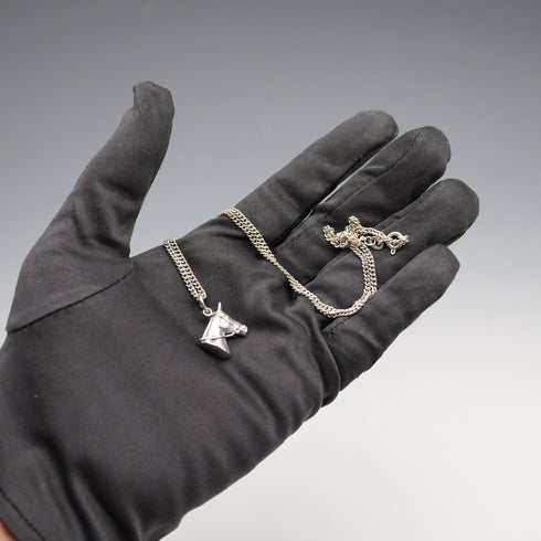 Vintage Sterling Silver Horse Head Charm Pendant, 10.1g total, with Sterling Silver Chain