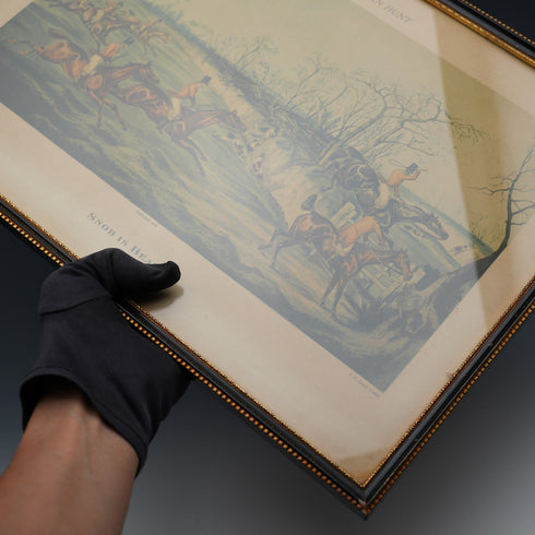 英国复古装裱运动画 亨利·阿尔肯《THE QUORN HUNT》