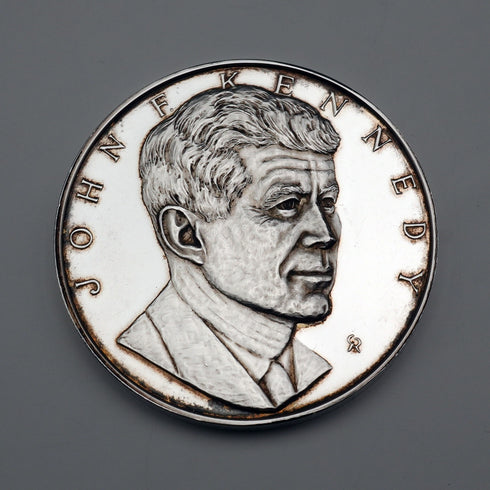 1973 J.F. Kennedy 10th Anniversary Commemorative Pure Silver Medal, 26g, with Case