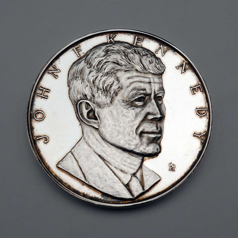 Medalla conmemorativa de plata pura del 10º aniversario del fallecimiento de J.F. Kennedy, 1973, 26g, con estuche