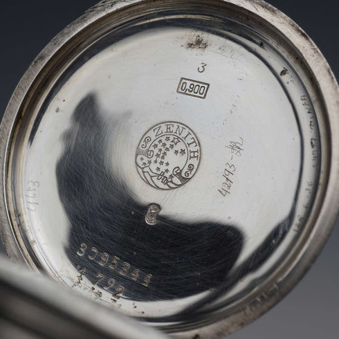 约1919年古董真力时怀表,900银猎表壳,直径50mm,运转良好