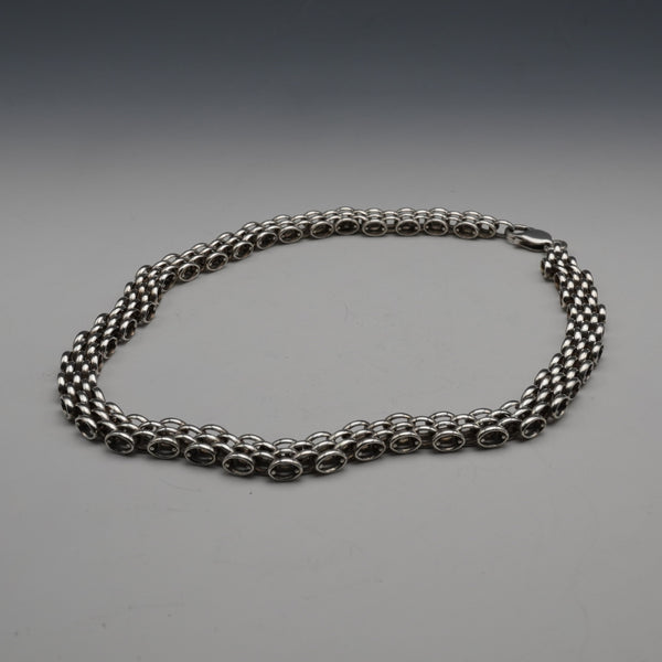 British Vintage Sterling Silver Panther Link Necklace 42cm 57g
