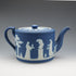 Tetera antigua de estilo tambor, Wedgwood Jasperware, Inglaterra, circa 1900