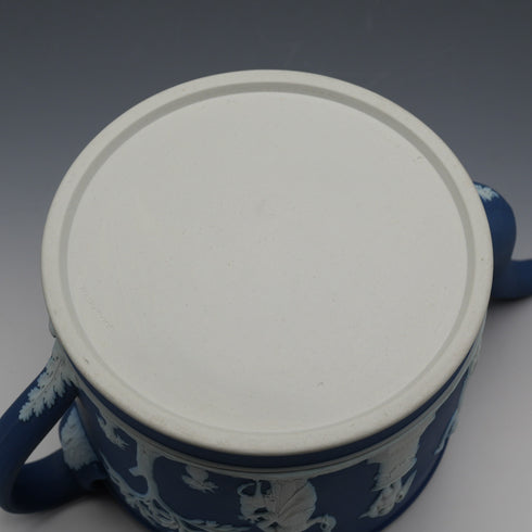Tetera antigua de estilo tambor, Wedgwood Jasperware, Inglaterra, circa 1900