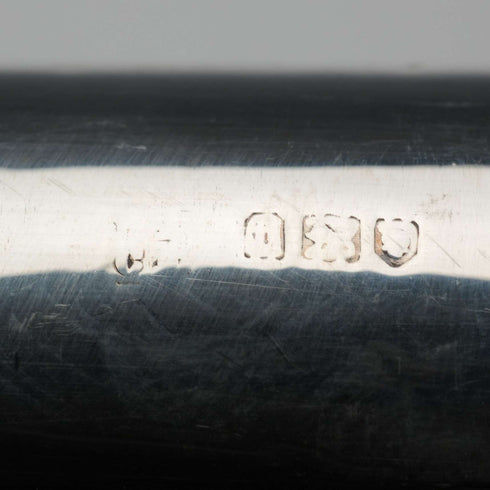 1914年 英国アンティーク タンシャフト 純銀装飾 大曲りハンドル ステッキ 杖 93cm