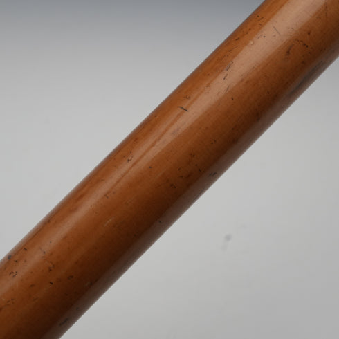 1914 British Antique Thunk Shaft Sterling Silver-Mounted Large-Curved Handle Walking Stick Cane 93 cm