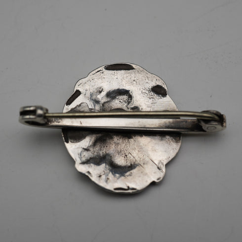 1902 British Antique Art Nouveau Female Relief Sterling Silver Brooch James Deakin & Sons