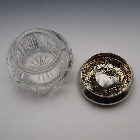 Circa 1900 American Antique Sterling Silver Lidded Cut Glass Jar Wilcox & Evertsen