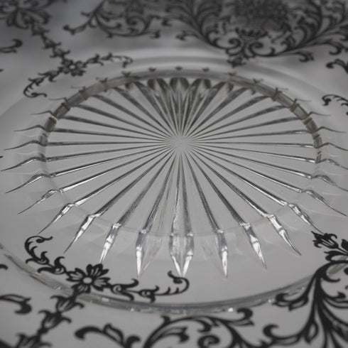 Vintage American Silver-Overlay Glass Plate, 25 cm Diameter