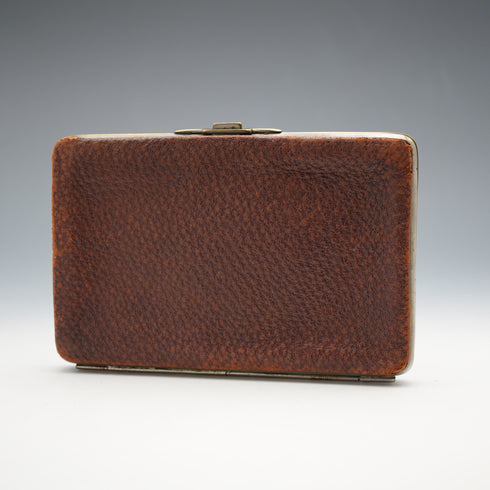 1903 British Antique Sterling Silver-Mounted Brown Leather Wallet John George Smith
