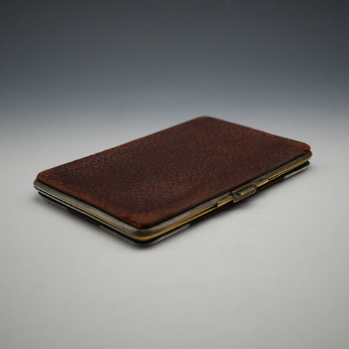 1903 British Antique Sterling Silver-Mounted Brown Leather Wallet John George Smith
