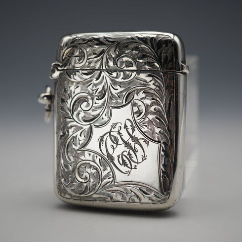 1903 British Antique Sterling Silver Vestas Case 30g WILLIAM HAIR HASELER
