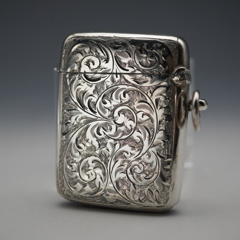 1903 British Antique Sterling Silver Vestas Case 30g WILLIAM HAIR HASELER