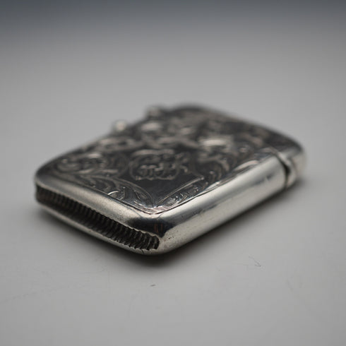 1903 British Antique Sterling Silver Vestas Case 30g WILLIAM HAIR HASELER