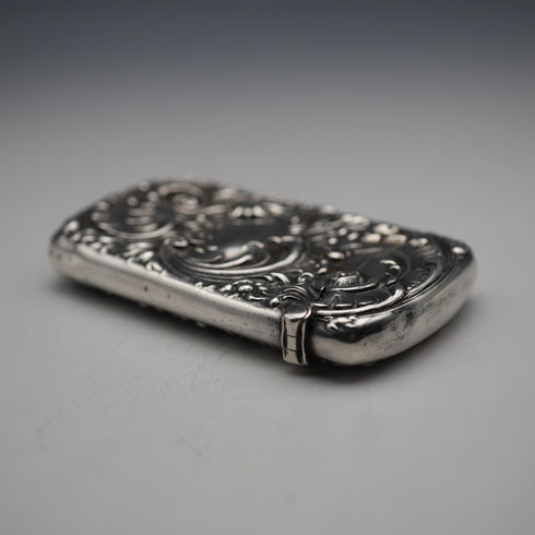 Antique Floral Repoussé Sterling Silver Vest Case 24g