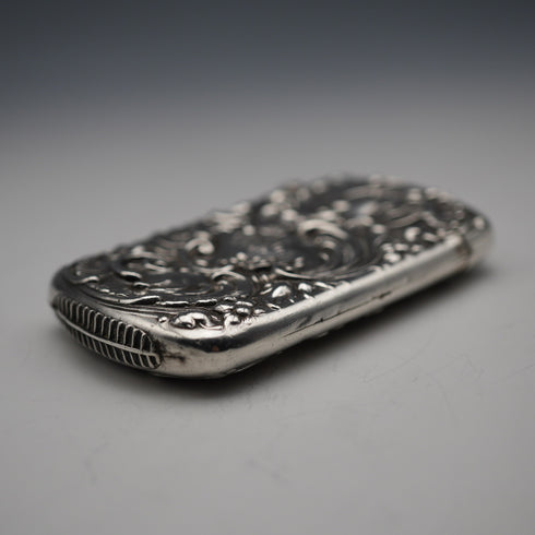 Antique Floral Repoussé Sterling Silver Vest Case 24g