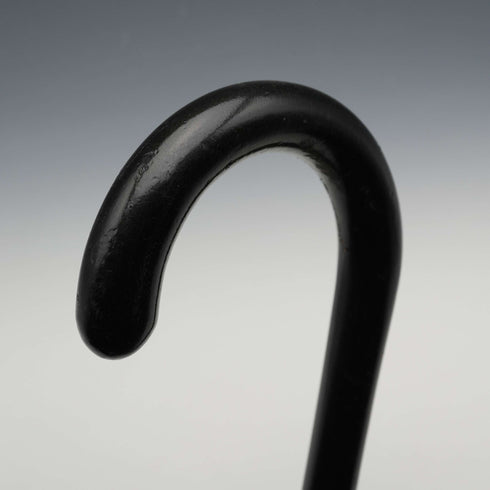 1935년 영국 빈티지 블랙 샤프트 순은 장식 대곡선 핸들 지팡이 88cm
