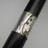 1935 British Vintage Black Shaft Sterling Silver Ornament Large Curved Handle Walking Stick Cane 88cm