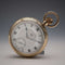 Años 1910, antigüedad británica, reloj de bolsillo Russell de tapa abierta, caja chapada en oro, en buen estado de funcionamiento
