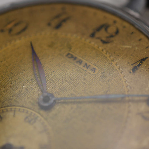 Reloj de bolsillo antiguo Escasany Hnos, plata 800, talla de cazador, esfera abierta, en buen estado de funcionamiento