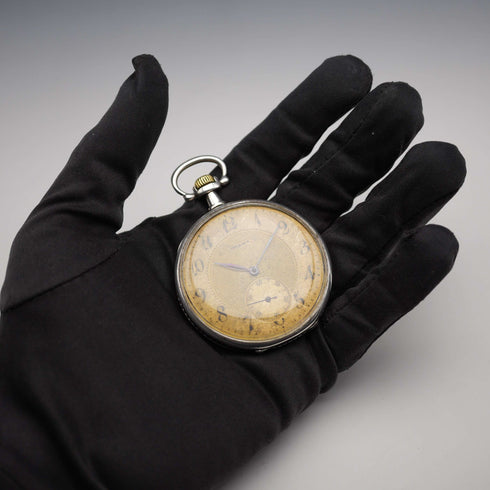 Reloj de bolsillo antiguo Escasany Hnos, plata 800, talla de cazador, esfera abierta, en buen estado de funcionamiento