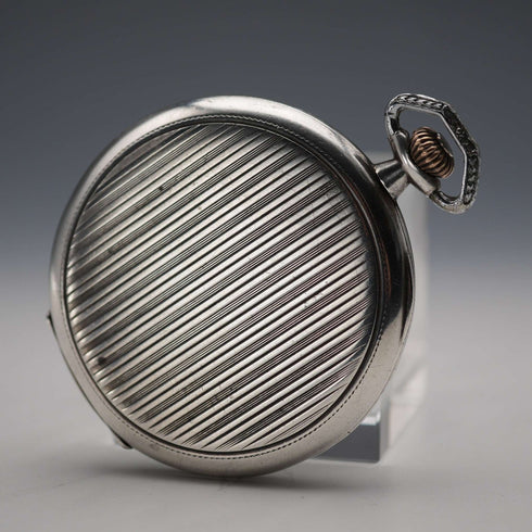 Antique TISSOT Art Deco Decorated 900 Silver Slim Hunter Case Pocket Watch, Running Well