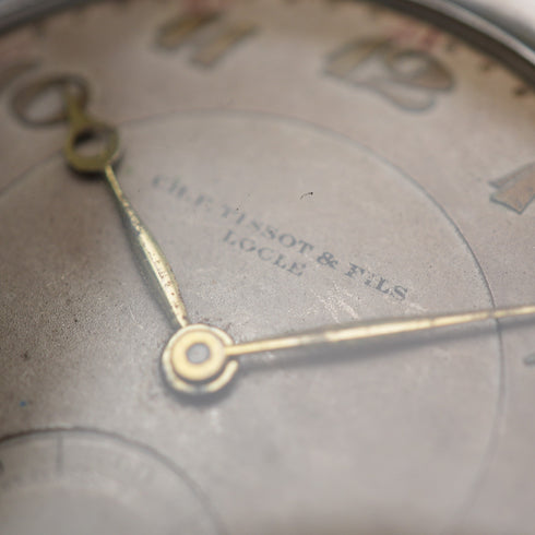 Antique TISSOT Art Deco Decorated 900 Silver Slim Hunter Case Pocket Watch, Running Well