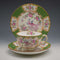 British Antique Minton Green Cockatrice Teacup Trio