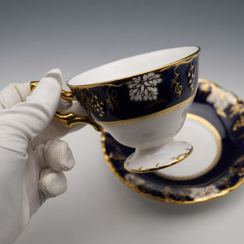 British Vintage Royal Crown Derby “Vine Cobalt” Cup & Saucer ②