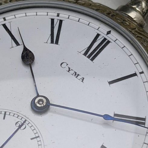 Antique good working Cima gold-plated flower engraving case pocket watch