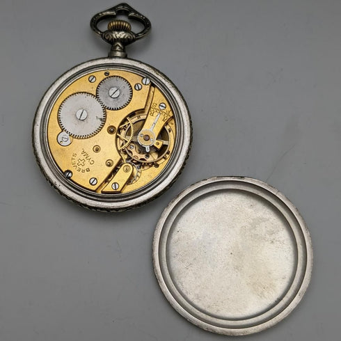 Antique good working Cima gold-plated flower engraving case pocket watch