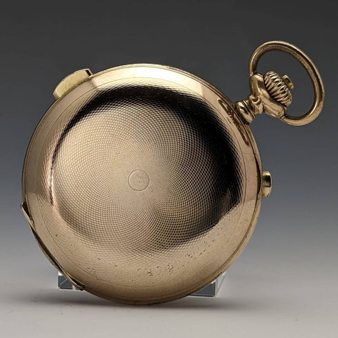 Around 1918 Antique Le Phare minute repeater & chronograph pocket watch gold plated hunter case refurbished