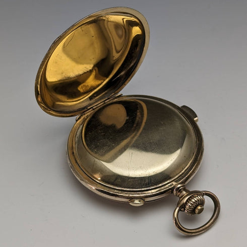 Around 1918 Antique Le Phare minute repeater & chronograph pocket watch gold plated hunter case refurbished