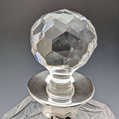 1979 British vintage cut glass square decanter with pure silver decoration JA Campbell