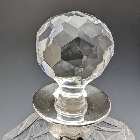 1979 年英國復古切割玻璃方形醒酒器,純銀裝飾 JA Campbell