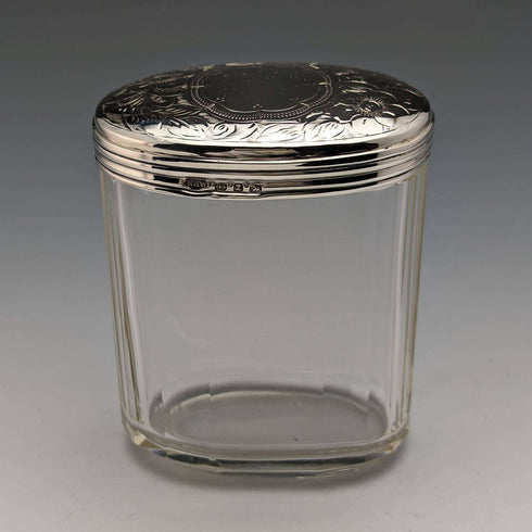 1899 British Antique Pure Silver Lid Glass Bottle William Harrison Walter