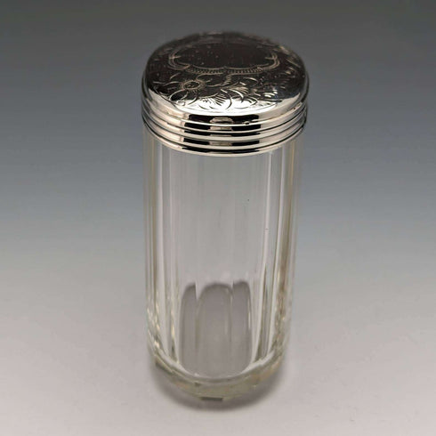 1899 British Antique Pure Silver Lid Glass Bottle William Harrison Walter