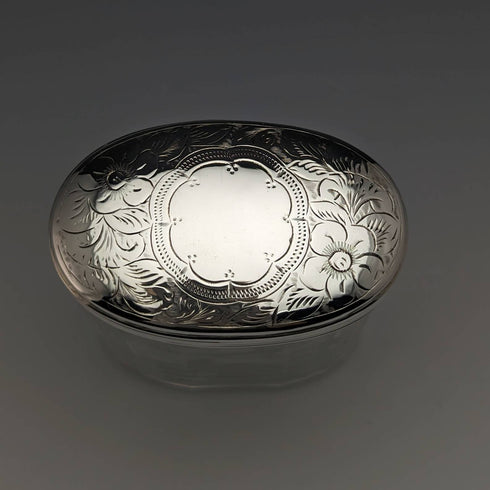 1899 British Antique Pure Silver Lid Glass Bottle William Harrison Walter