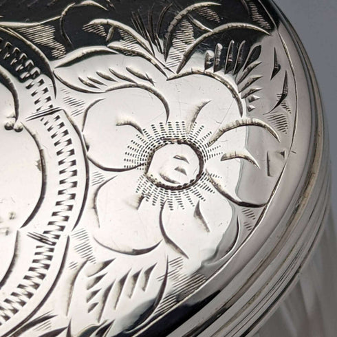 1899 British Antique Pure Silver Lid Glass Bottle William Harrison Walter