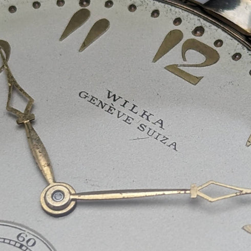 スイス ヴィンテージ WILKA 懐中時計 K18ゴールド 薄型オープンフェース 動作良好