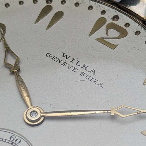 スイス ヴィンテージ WILKA 懐中時計 K18ゴールド 薄型オープンフェース 動作良好