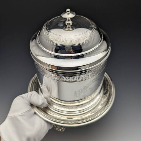 1896年頃 英国アンティーク シルバープレート製 ビスケットバレル Henry Bourne