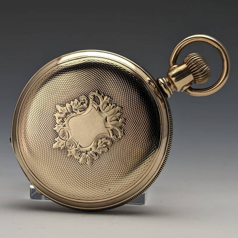 1896 American antique Elgin pocket watch gold plated hunter case works well