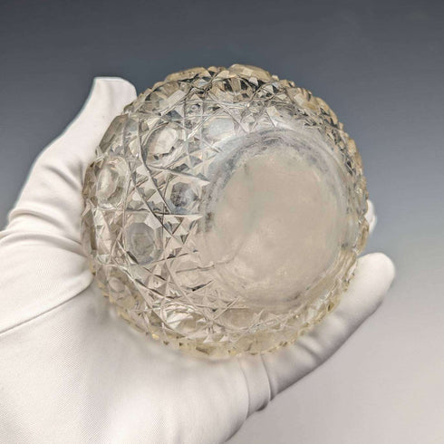 1908 British Antique Cut Glass Perfume Bottle Sterling Silver Lid Levi & Salaman