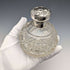 1908 British Antique Cut Glass Perfume Bottle Sterling Silver Lid Levi & Salaman
