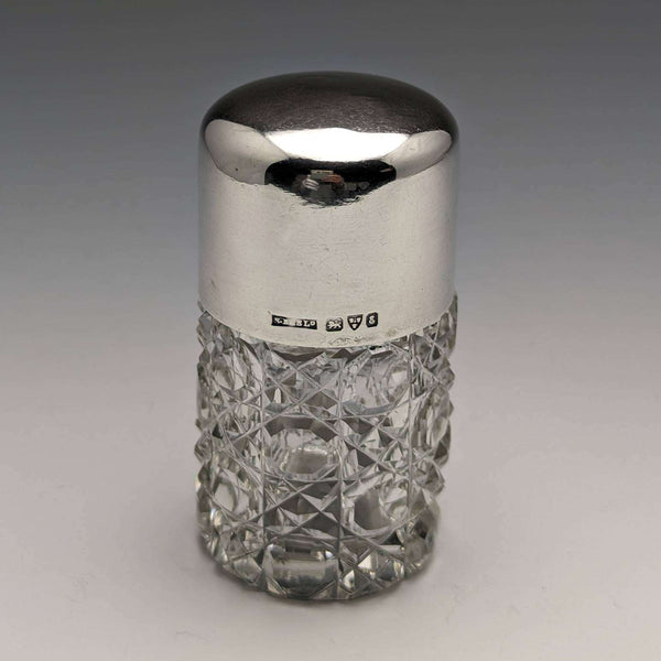 1905 年英國古董切割玻璃香水瓶純銀蓋 S Blankensee