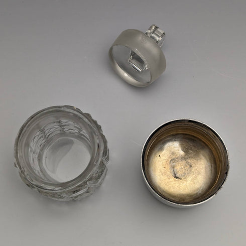 1905 年英國古董切割玻璃香水瓶純銀蓋 S Blankensee