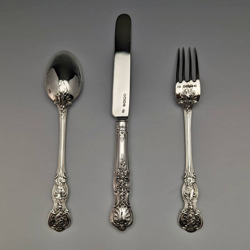 1854年 英国アンティーク 純銀製クリスニングカトラリーセット ケース入 George Willaim Adams