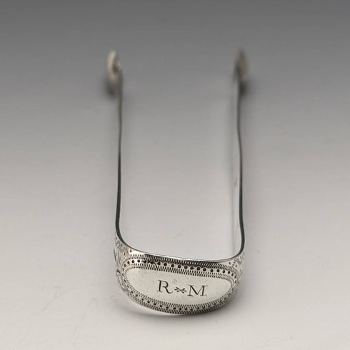 Pinzas para azúcar de plata de ley, antiguas, británicas, 1791, 26g, Samuel Godbehere