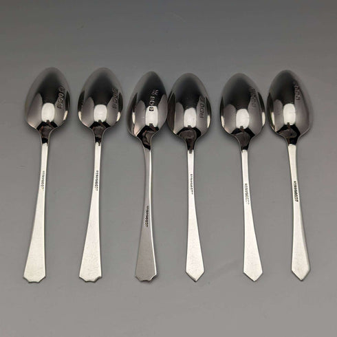 Juego de 6 cucharillas de té de plata de ley con decoración de esmalte, vintage británico de los años 30